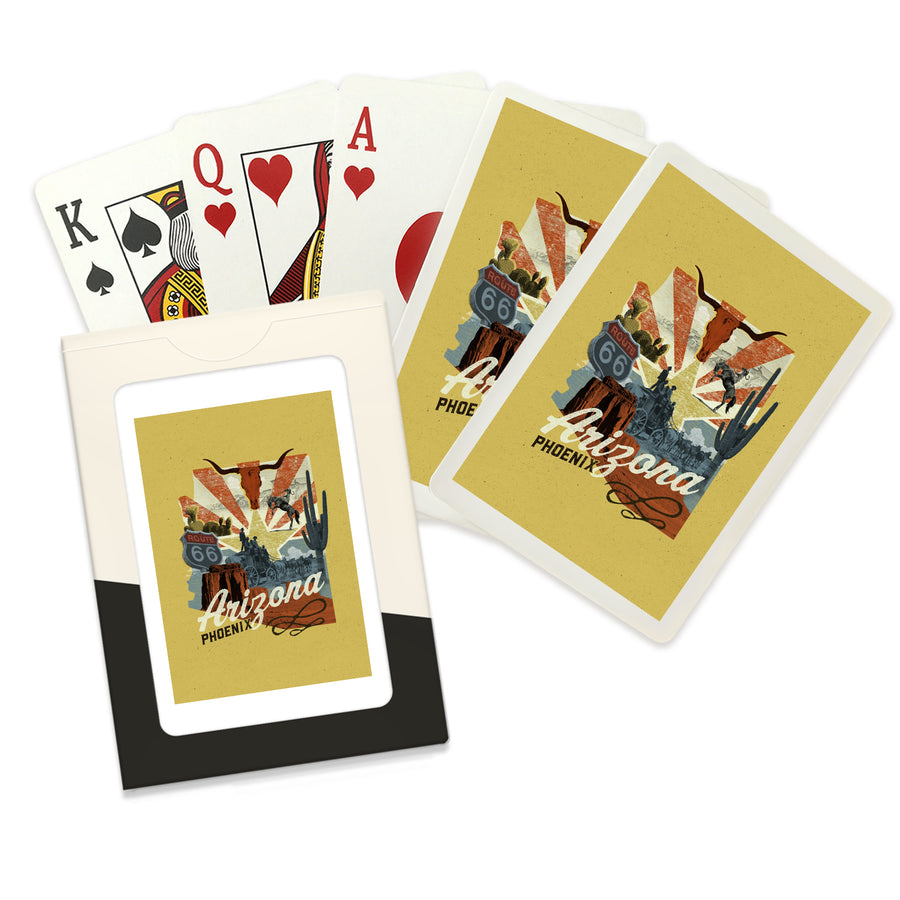 Playing Cards, Phoenix, Arizona, Photomontage, State Series, 52 Card Deck with Jokers in Box, Unique Art Cards Lantern Press 
