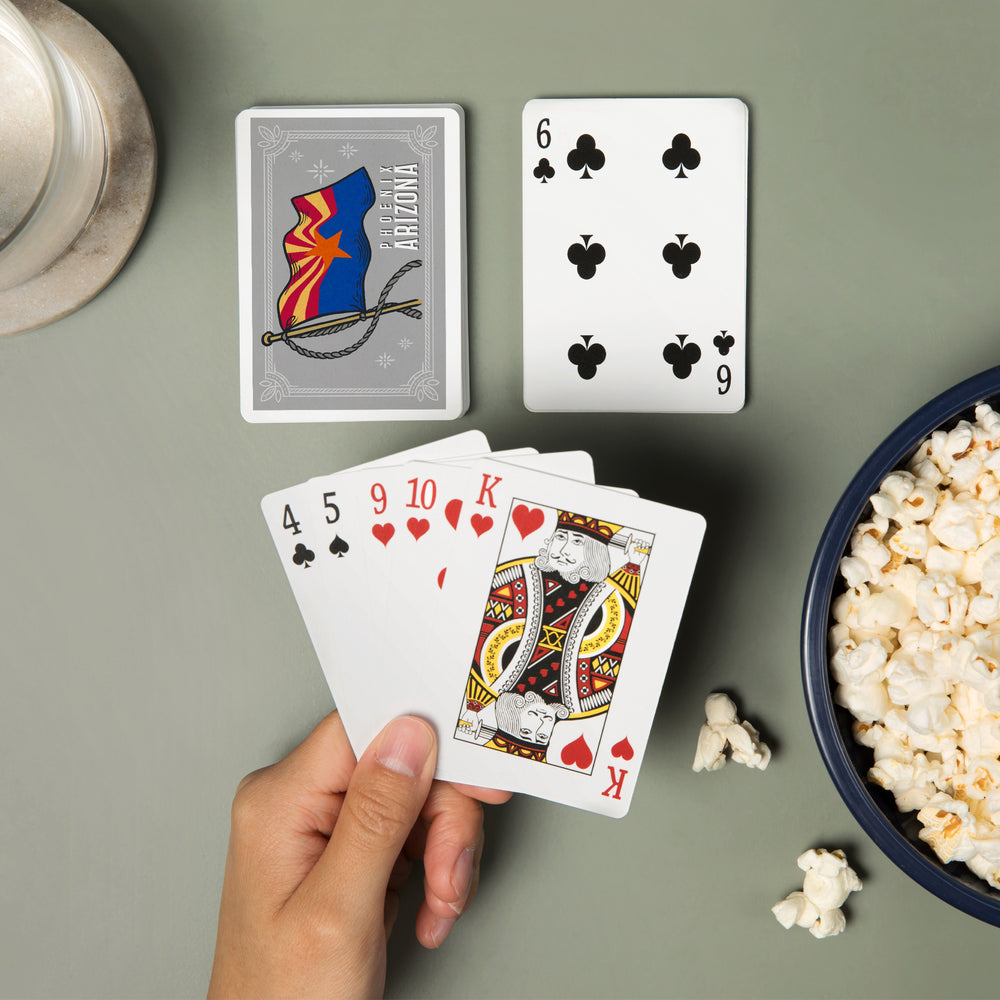 Playing Cards, Phoenix, Arizona, Waving State Flag, State Series, 52 Card Deck with Jokers in Box, Unique Art Cards Lantern Press 