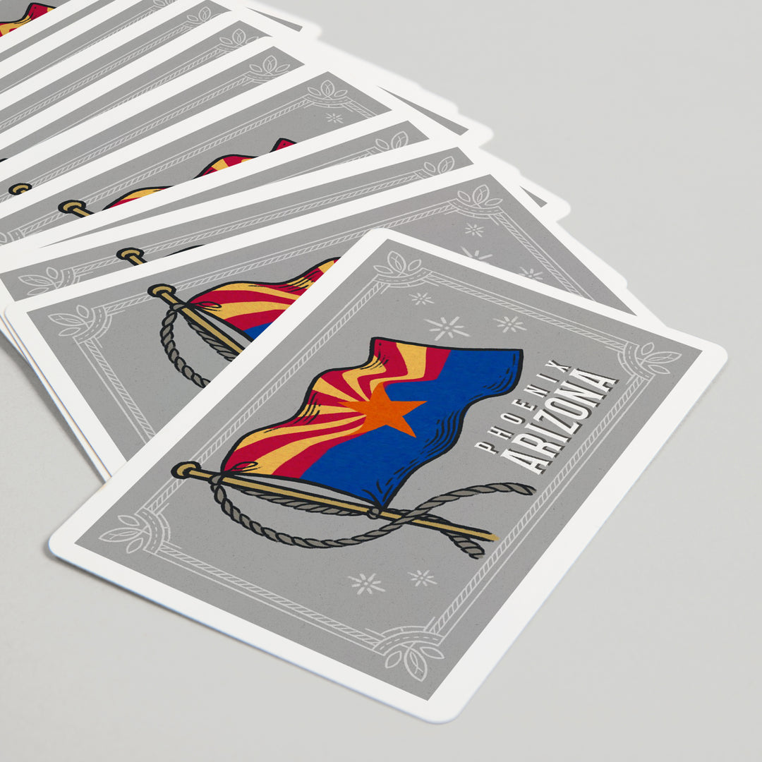 Playing Cards, Phoenix, Arizona, Waving State Flag, State Series, 52 Card Deck with Jokers in Box, Unique Art Cards Lantern Press 