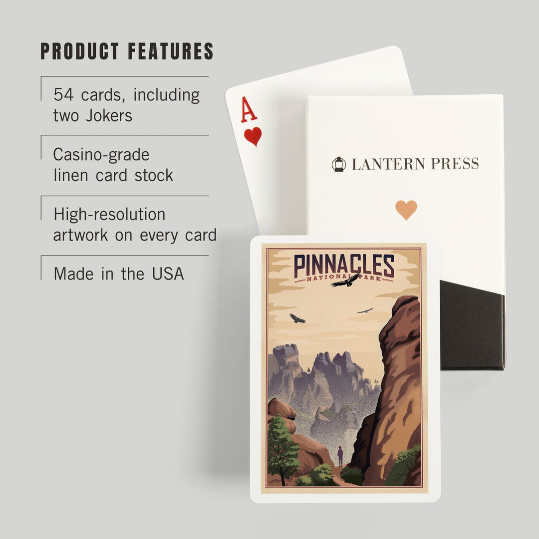 Playing Cards, Pinnacles National Park, California, Lithograph, 52 Card Deck with Jokers in Box, Unique Art Cards Lantern Press 