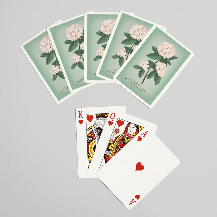 Playing Cards, Plymouth, Massachusetts, Vintage Flora, State Series, Mayflower, 52 Card Deck with Jokers in Box, Unique Art Cards Lantern Press 