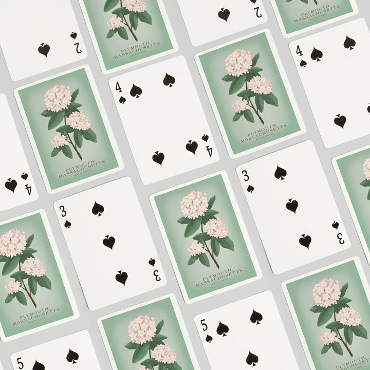 Playing Cards, Plymouth, Massachusetts, Vintage Flora, State Series, Mayflower, 52 Card Deck with Jokers in Box, Unique Art Cards Lantern Press 