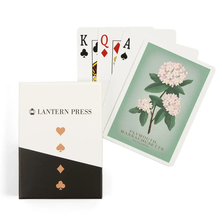 Playing Cards, Plymouth, Massachusetts, Vintage Flora, State Series, Mayflower, 52 Card Deck with Jokers in Box, Unique Art Cards Lantern Press 