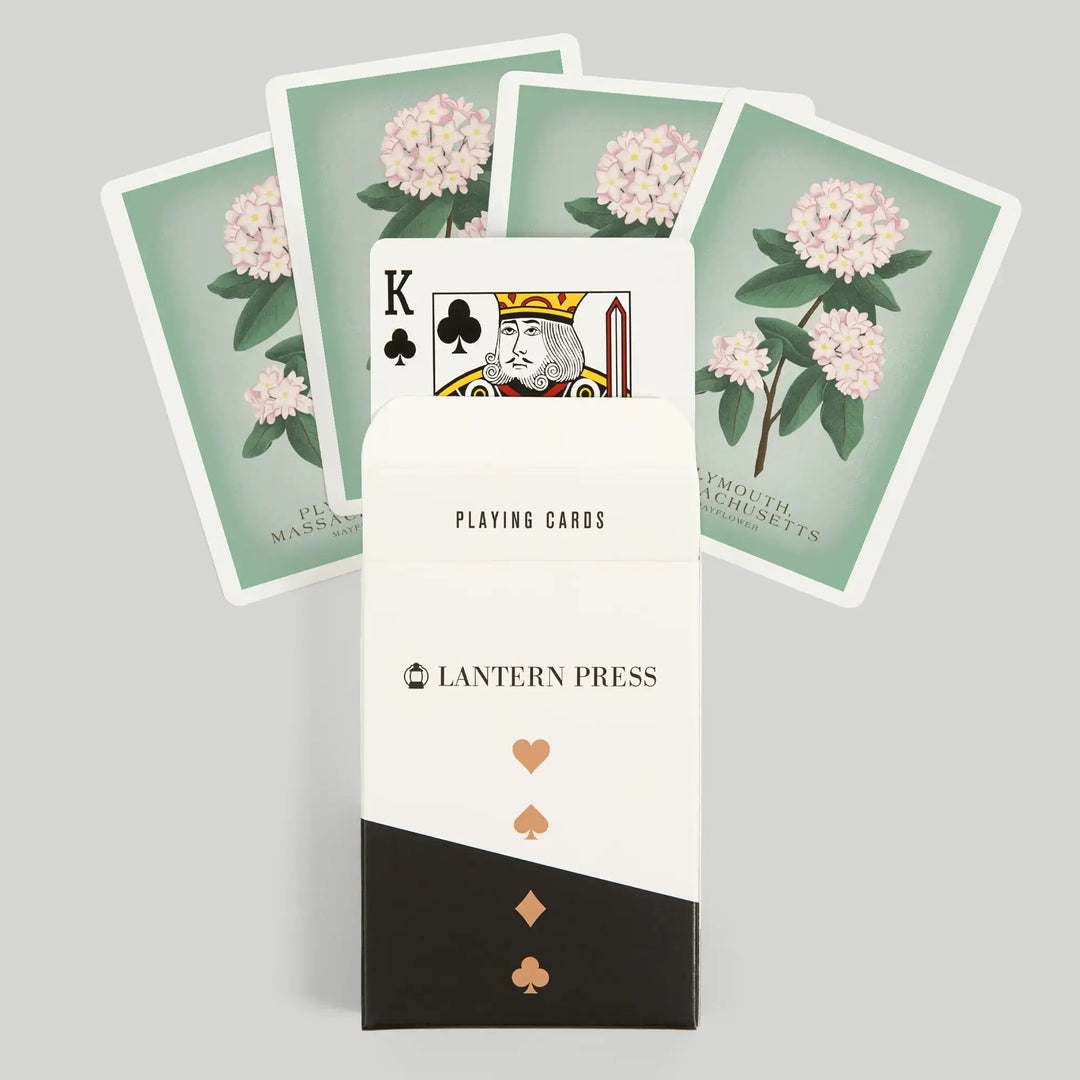 Playing Cards, Plymouth, Massachusetts, Vintage Flora, State Series, Mayflower, 52 Card Deck with Jokers in Box, Unique Art Cards Lantern Press 