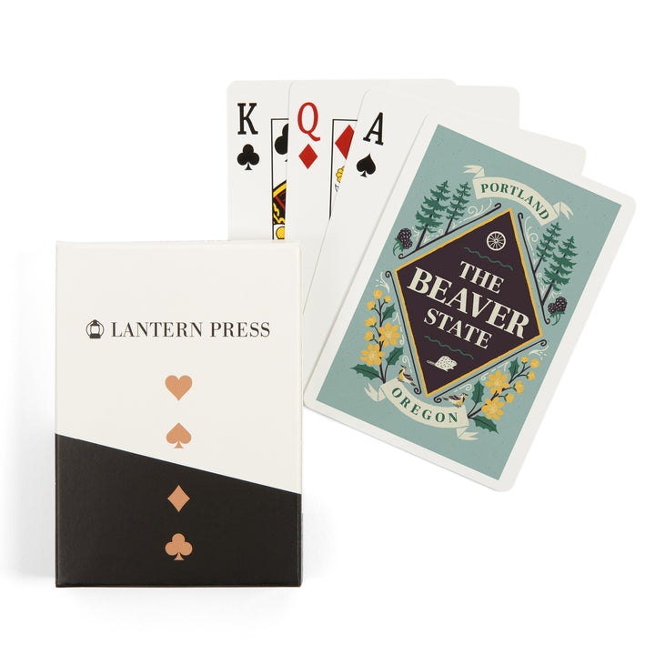 Playing Cards, Portland, Oregon, State Motto Crest, State Series, 52 Card Deck with Jokers in Box, Unique Art Cards Lantern Press 