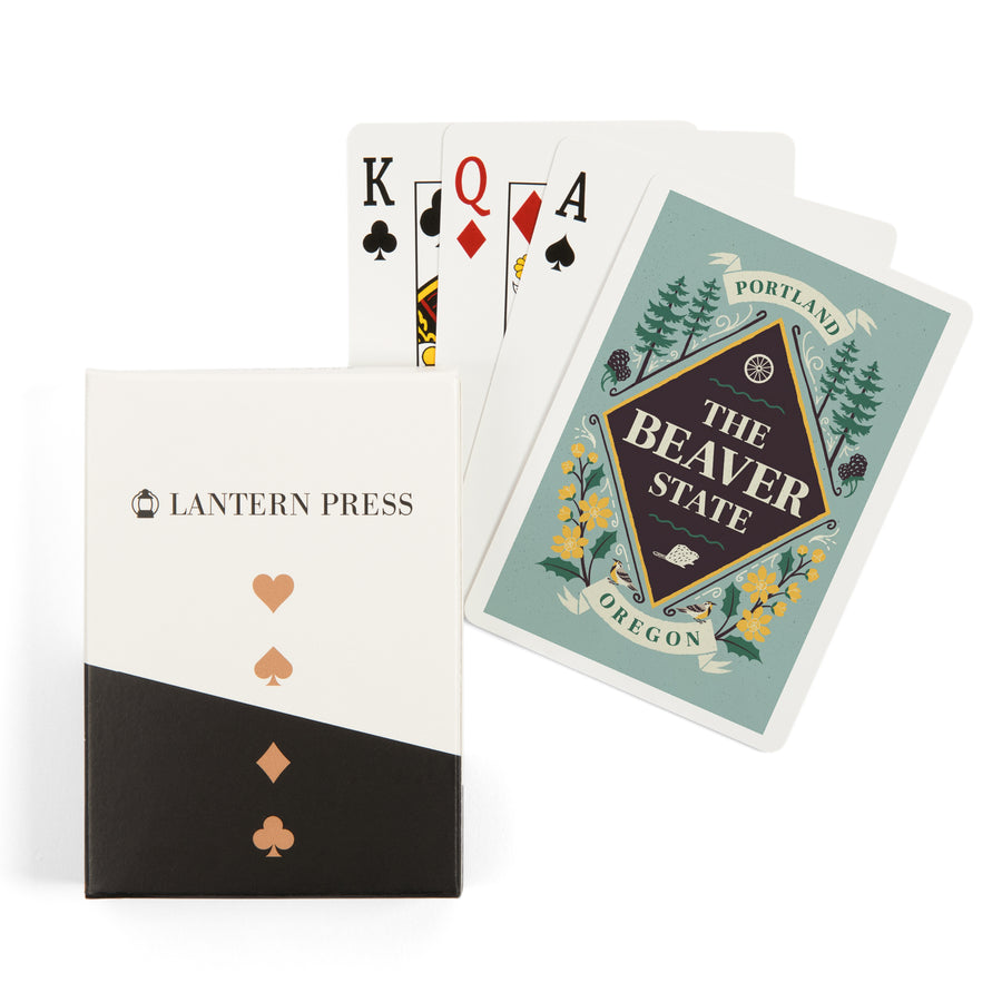 Playing Cards, Portland, Oregon, State Motto Crest, State Series, 52 Card Deck with Jokers in Box, Unique Art Cards Lantern Press 