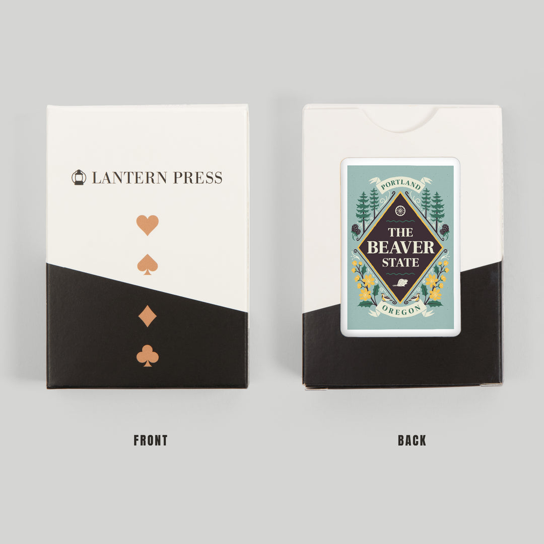 Playing Cards, Portland, Oregon, State Motto Crest, State Series, 52 Card Deck with Jokers in Box, Unique Art Cards Lantern Press 