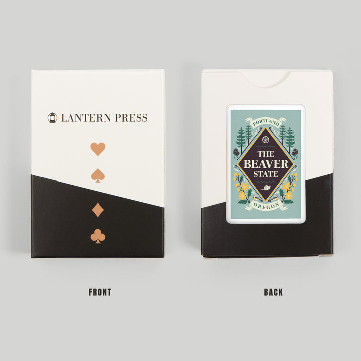 Playing Cards, Portland, Oregon, State Motto Crest, State Series, 52 Card Deck with Jokers in Box, Unique Art Cards Lantern Press 