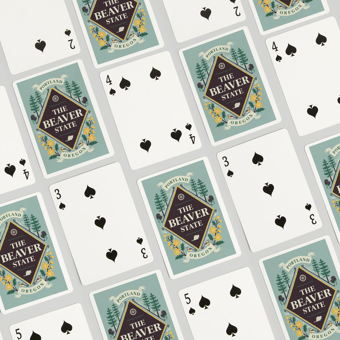 Playing Cards, Portland, Oregon, State Motto Crest, State Series, 52 Card Deck with Jokers in Box, Unique Art Cards Lantern Press 