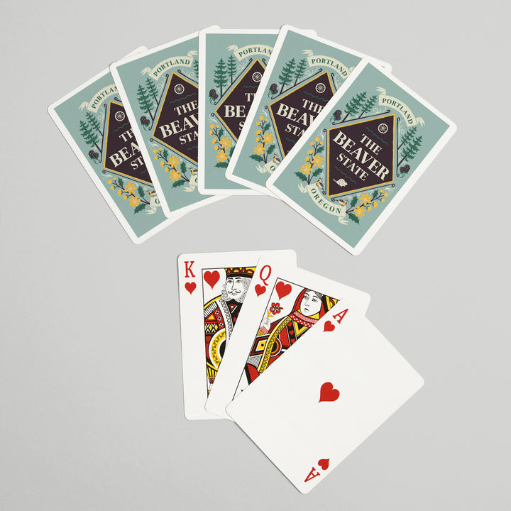 Playing Cards, Portland, Oregon, State Motto Crest, State Series, 52 Card Deck with Jokers in Box, Unique Art Cards Lantern Press 