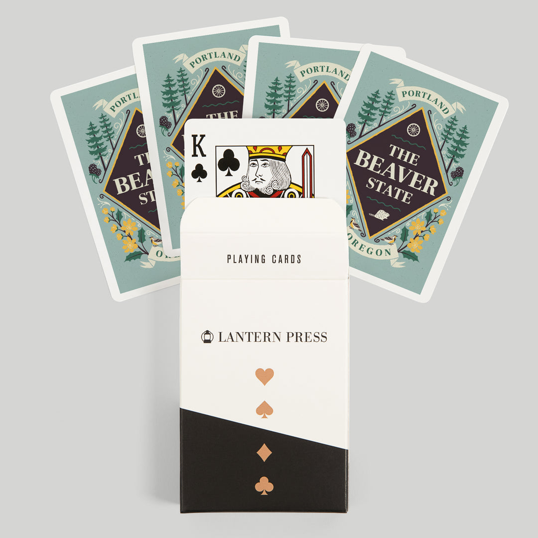 Playing Cards, Portland, Oregon, State Motto Crest, State Series, 52 Card Deck with Jokers in Box, Unique Art Cards Lantern Press 