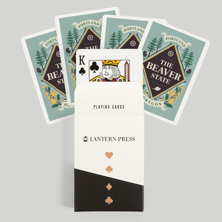 Playing Cards, Portland, Oregon, State Motto Crest, State Series, 52 Card Deck with Jokers in Box, Unique Art Cards Lantern Press 
