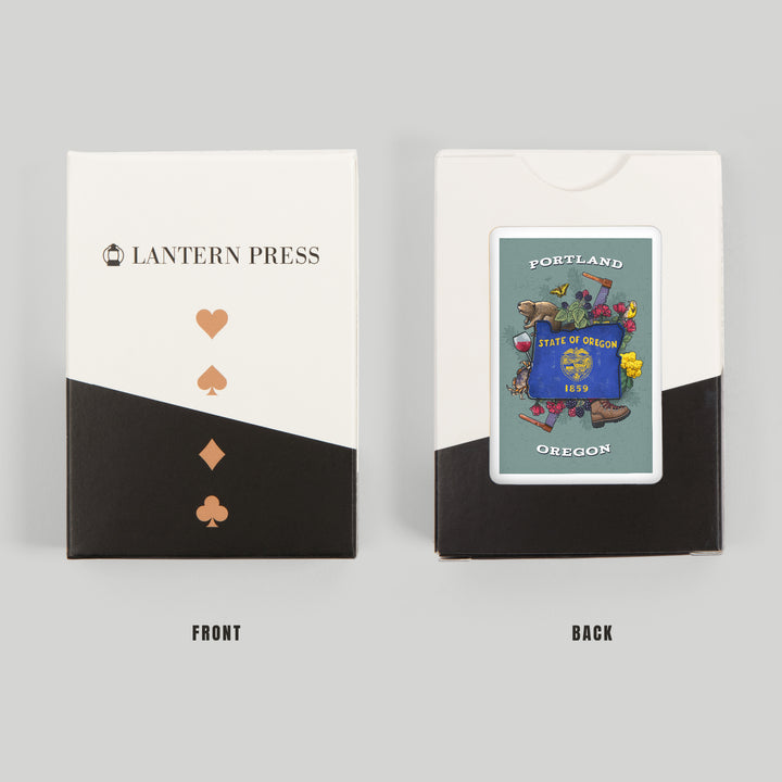 Playing Cards, Portland, Oregon, State Treasure Trove, State Series, 52 Card Deck with Jokers in Box, Unique Art Cards Lantern Press 