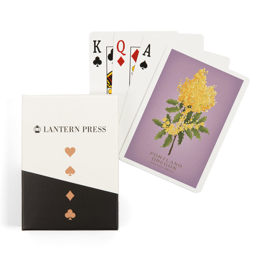 Playing Cards, Portland, Oregon, Vintage Flora, Oregon Grape, State Series, 52 Card Deck with Jokers in Box, Unique Art Cards Lantern Press 