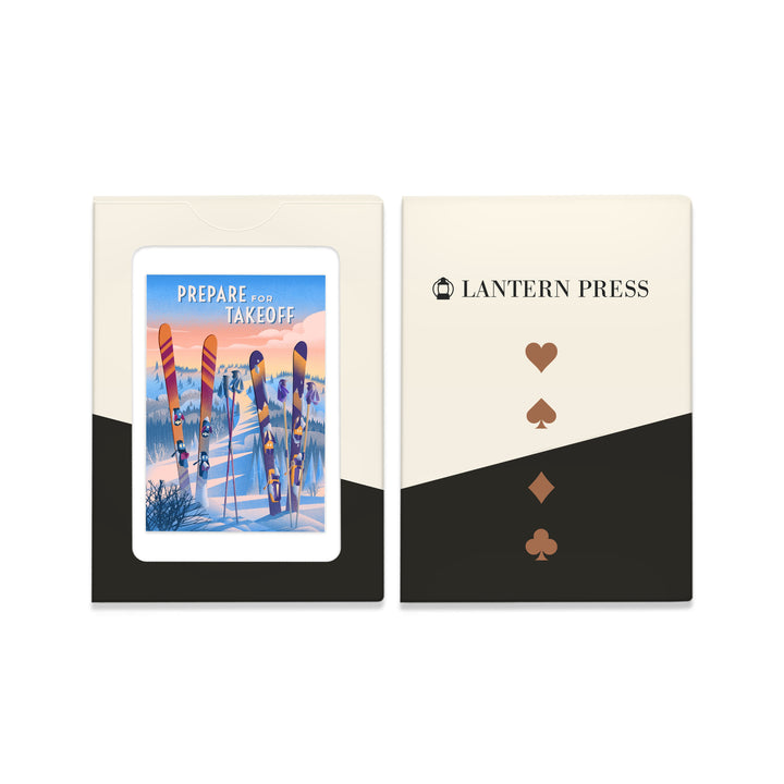 Playing Cards, Prepare for Takeoff, Skis In Snowbank, 52 Card Deck with Jokers in Box, Unique Art Cards Lantern Press 