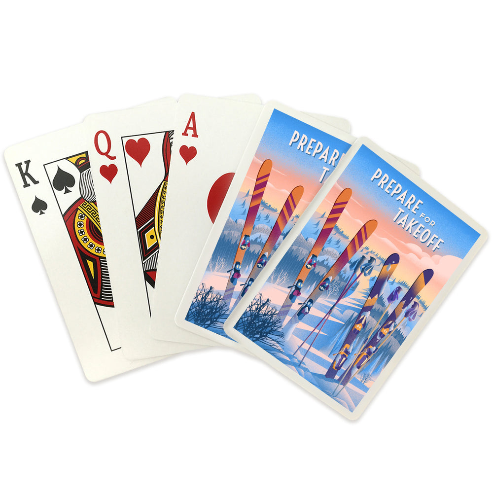 Playing Cards, Prepare for Takeoff, Skis In Snowbank, 52 Card Deck with Jokers in Box, Unique Art Cards Lantern Press 