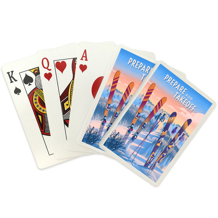 Playing Cards, Prepare for Takeoff, Skis In Snowbank, 52 Card Deck with Jokers in Box, Unique Art Cards Lantern Press 