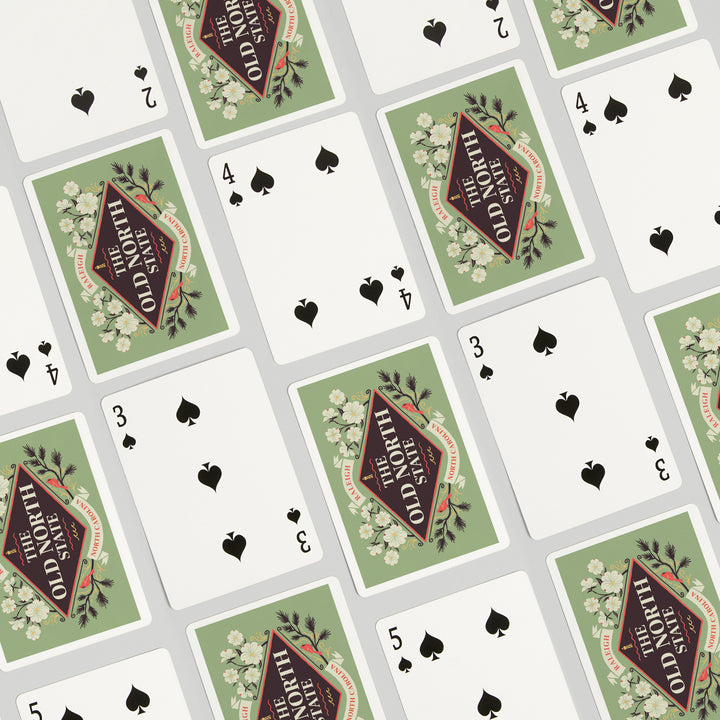 Playing Cards, Raleigh, North Carolina, State Motto Crest, State Series, 52 Card Deck with Jokers in Box, Unique Art Cards Lantern Press 