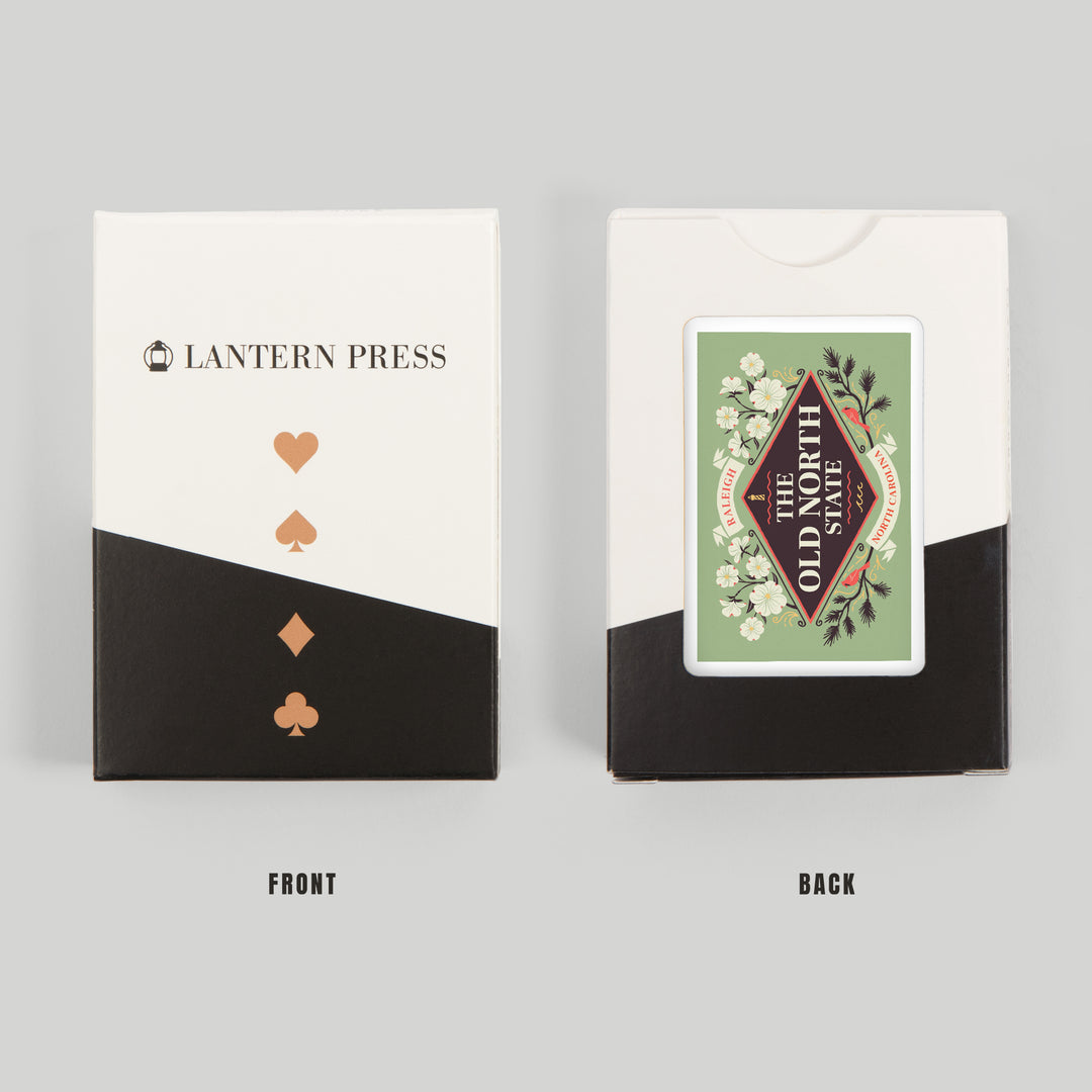Playing Cards, Raleigh, North Carolina, State Motto Crest, State Series, 52 Card Deck with Jokers in Box, Unique Art Cards Lantern Press 