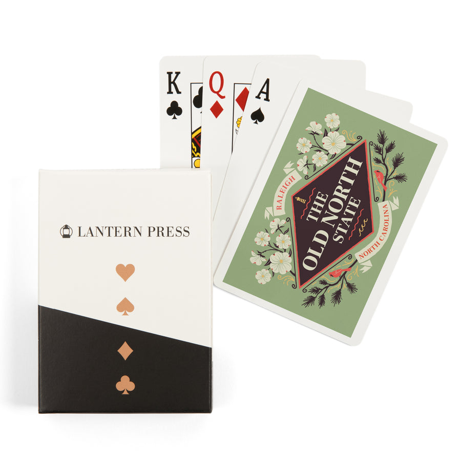 Playing Cards, Raleigh, North Carolina, State Motto Crest, State Series, 52 Card Deck with Jokers in Box, Unique Art Cards Lantern Press 