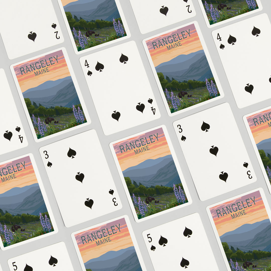 Playing Cards, Rangeley, Maine, Bear and Spring Flowers, 52 Card Deck with Jokers in Box, Unique Art Cards Lantern Press 