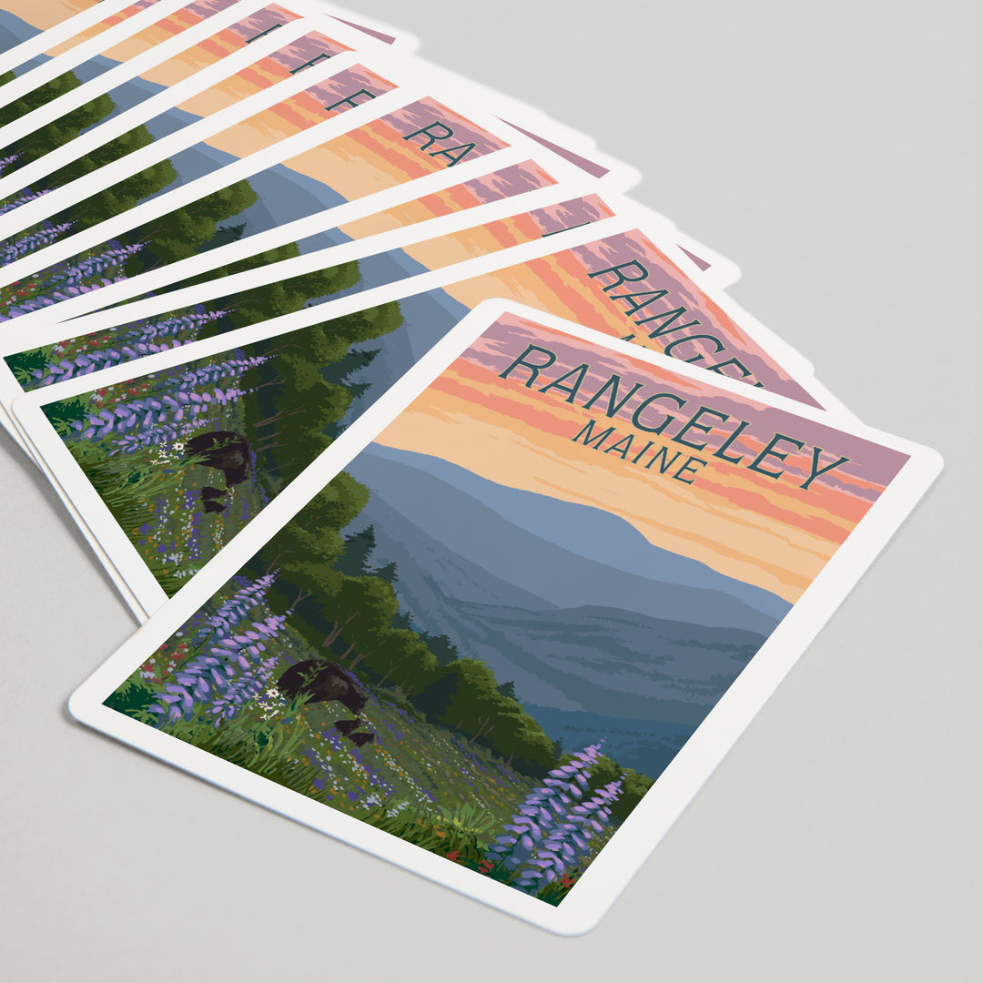 Playing Cards, Rangeley, Maine, Bear and Spring Flowers, 52 Card Deck with Jokers in Box, Unique Art Cards Lantern Press 