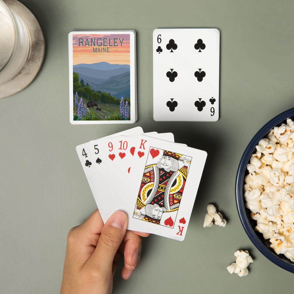Playing Cards, Rangeley, Maine, Bear and Spring Flowers, 52 Card Deck with Jokers in Box, Unique Art Cards Lantern Press 
