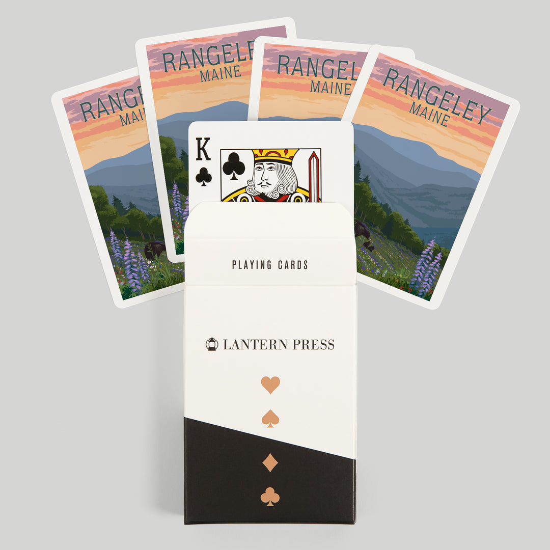 Playing Cards, Rangeley, Maine, Bear and Spring Flowers, 52 Card Deck with Jokers in Box, Unique Art Cards Lantern Press 