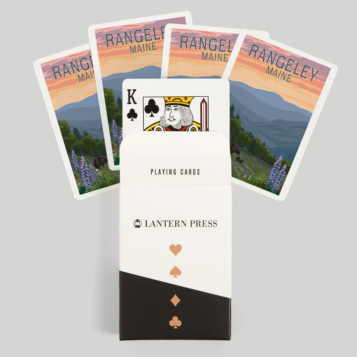 Playing Cards, Rangeley, Maine, Bear and Spring Flowers, 52 Card Deck with Jokers in Box, Unique Art Cards Lantern Press 