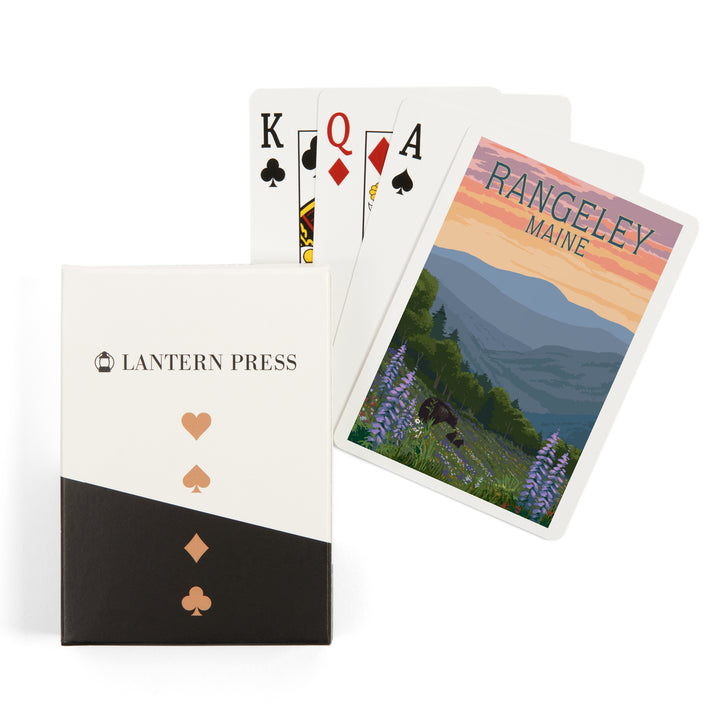 Playing Cards, Rangeley, Maine, Bear and Spring Flowers, 52 Card Deck with Jokers in Box, Unique Art Cards Lantern Press 