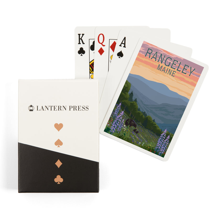 Playing Cards, Rangeley, Maine, Bear and Spring Flowers, 52 Card Deck with Jokers in Box, Unique Art Cards Lantern Press 