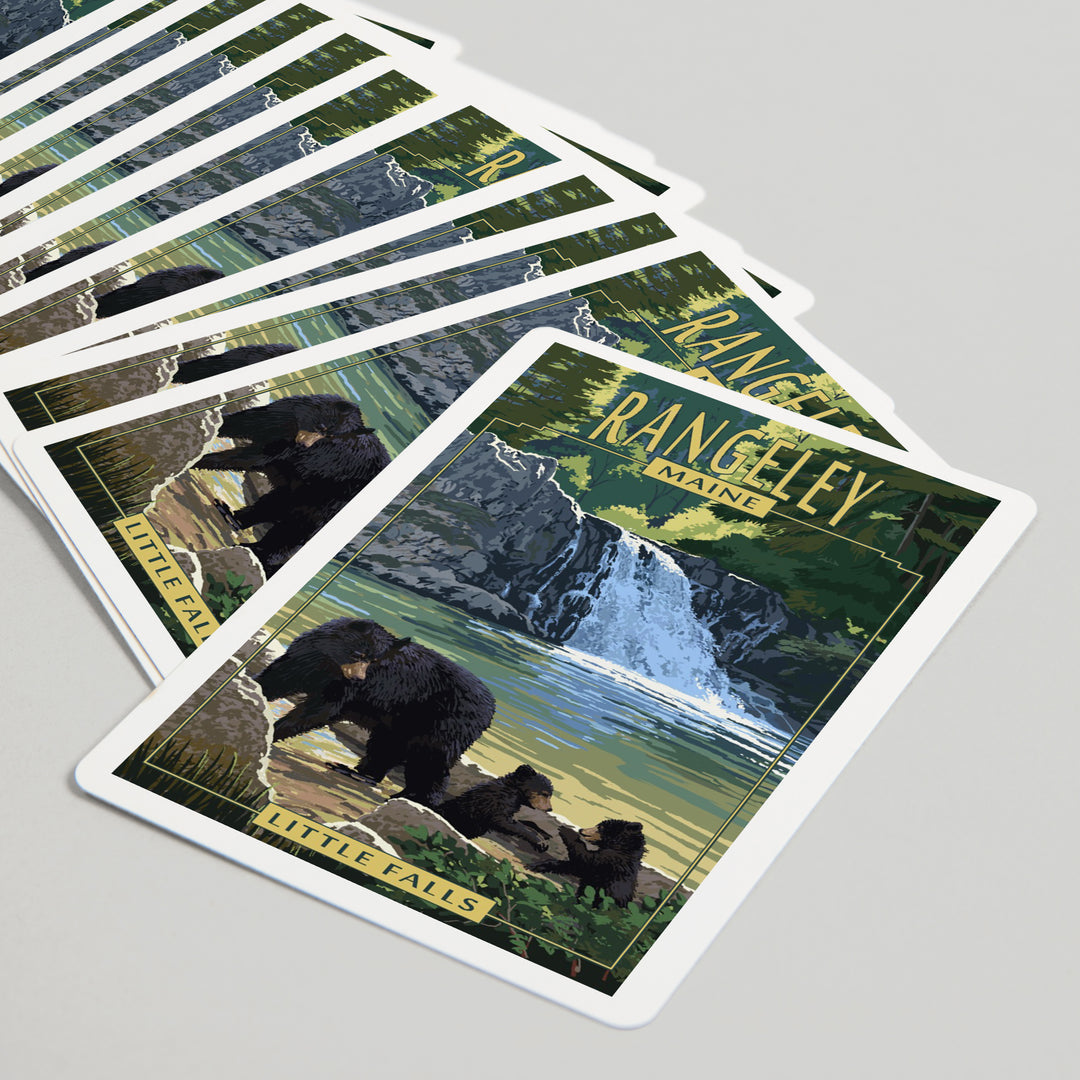 Playing Cards, Rangeley, Maine, Painterly, Little Falls, Black Bear and Cubs, 52 Card Deck with Jokers in Box, Unique Art Cards Lantern Press 