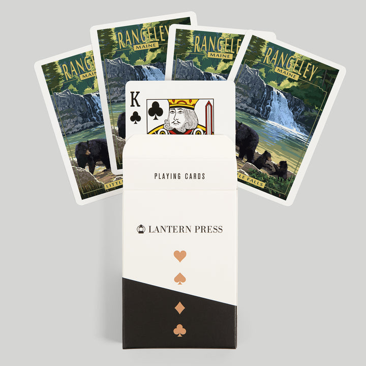 Playing Cards, Rangeley, Maine, Painterly, Little Falls, Black Bear and Cubs, 52 Card Deck with Jokers in Box, Unique Art Cards Lantern Press 