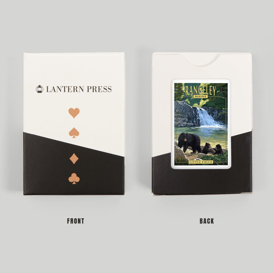Playing Cards, Rangeley, Maine, Painterly, Little Falls, Black Bear and Cubs, 52 Card Deck with Jokers in Box, Unique Art Cards Lantern Press 
