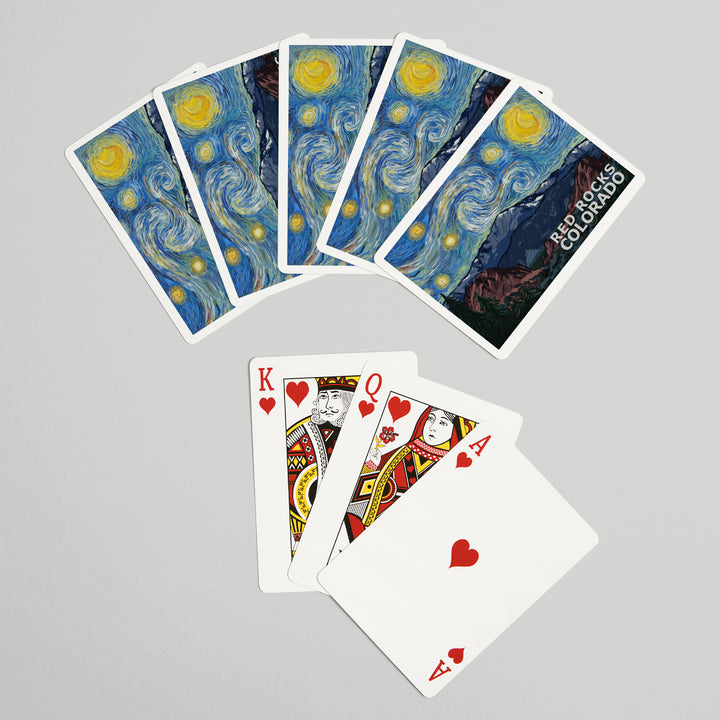 Playing Cards, Red Rocks, Colorado, Starry Night, Pikes Peak, 52 Card Deck with Jokers in Box, Unique Art Cards Lantern Press 