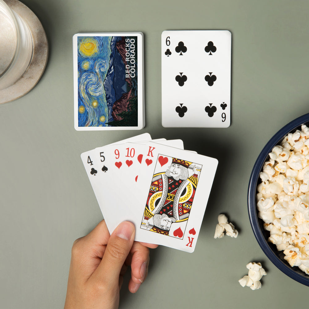 Playing Cards, Red Rocks, Colorado, Starry Night, Pikes Peak, 52 Card Deck with Jokers in Box, Unique Art Cards Lantern Press 