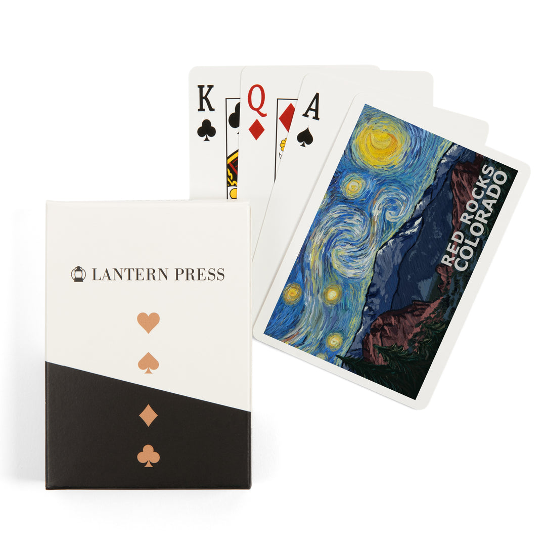 Playing Cards, Red Rocks, Colorado, Starry Night, Pikes Peak, 52 Card Deck with Jokers in Box, Unique Art Cards Lantern Press 