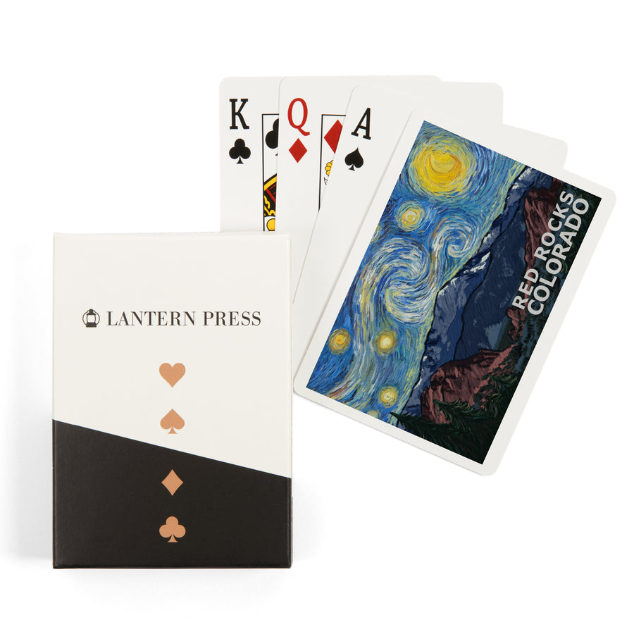 Playing Cards, Red Rocks, Colorado, Starry Night, Pikes Peak, 52 Card Deck with Jokers in Box, Unique Art Cards Lantern Press 