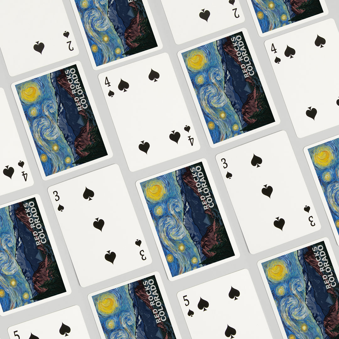 Playing Cards, Red Rocks, Colorado, Starry Night, Pikes Peak, 52 Card Deck with Jokers in Box, Unique Art Cards Lantern Press 