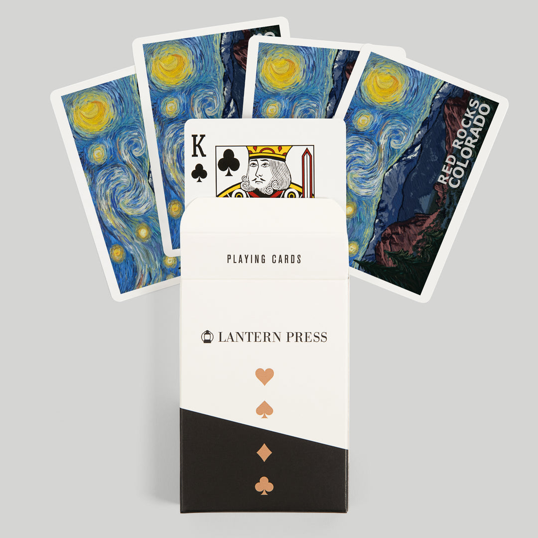 Playing Cards, Red Rocks, Colorado, Starry Night, Pikes Peak, 52 Card Deck with Jokers in Box, Unique Art Cards Lantern Press 