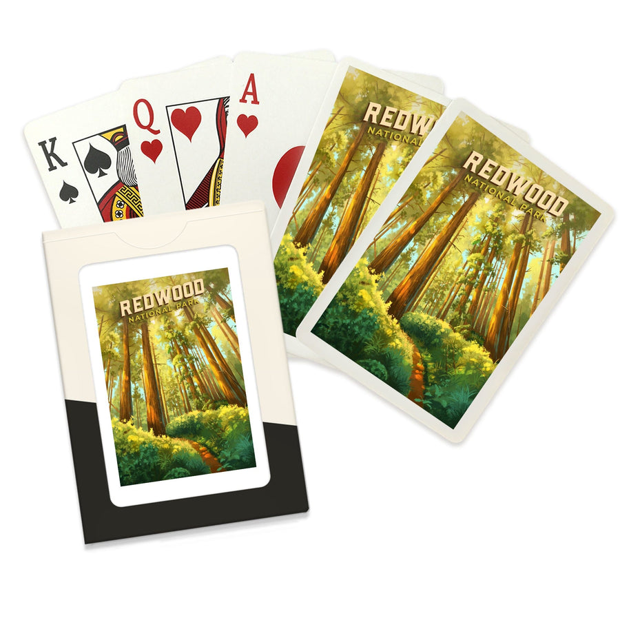 Playing Cards, Redwood National and State Parks, California, Oil Painting, 52 Card Deck with Jokers in Box, Unique Art Cards Lantern Press 