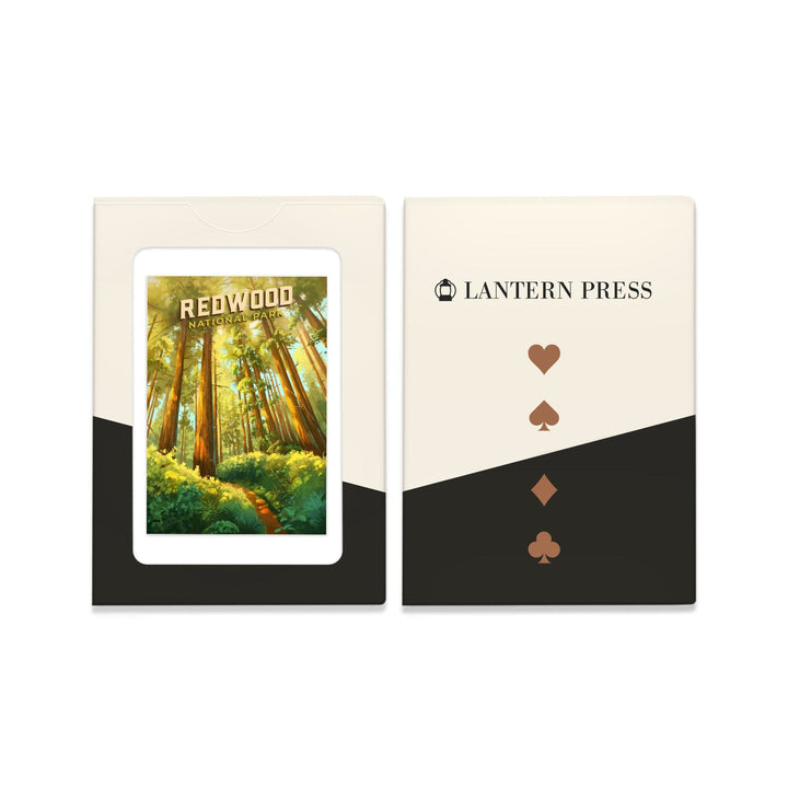 Playing Cards, Redwood National and State Parks, California, Oil Painting, 52 Card Deck with Jokers in Box, Unique Art Cards Lantern Press 