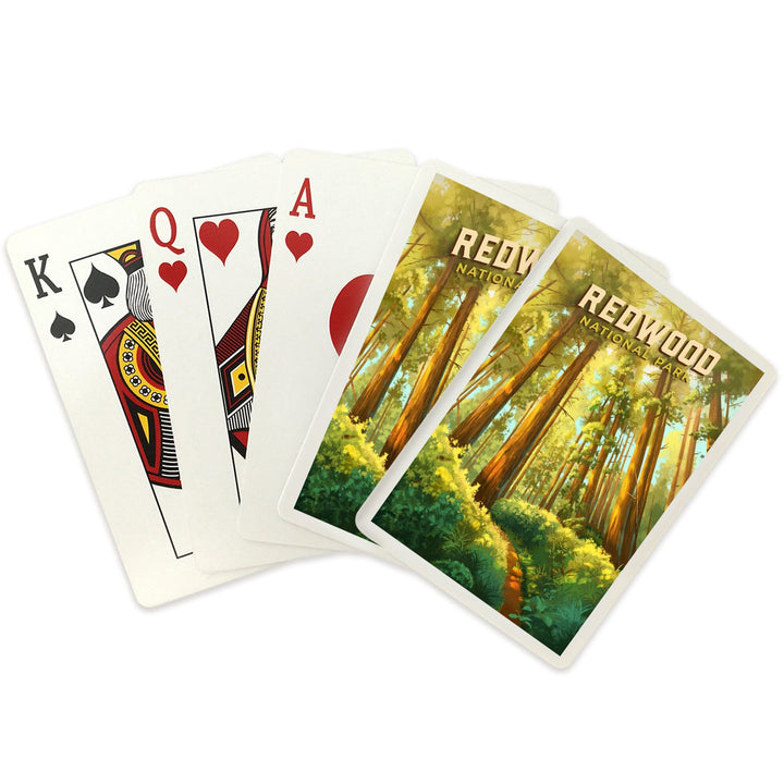 Playing Cards, Redwood National and State Parks, California, Oil Painting, 52 Card Deck with Jokers in Box, Unique Art Cards Lantern Press 