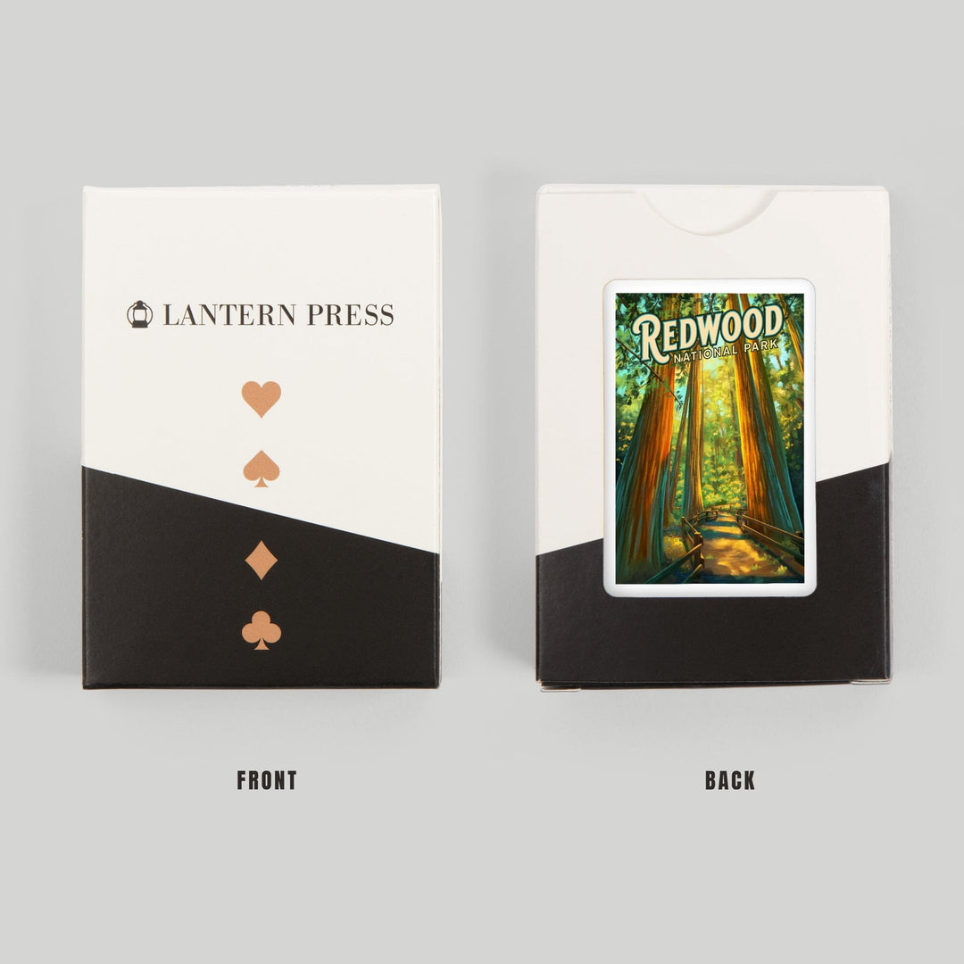 Playing Cards, Redwood National Park, California, Oil Painting, 52 Card Deck with Jokers in Box, Unique Art Cards Lantern Press 