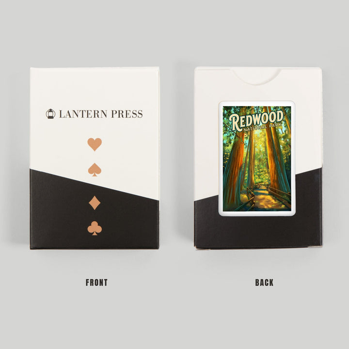Playing Cards, Redwood National Park, California, Oil Painting, 52 Card Deck with Jokers in Box, Unique Art Cards Lantern Press 