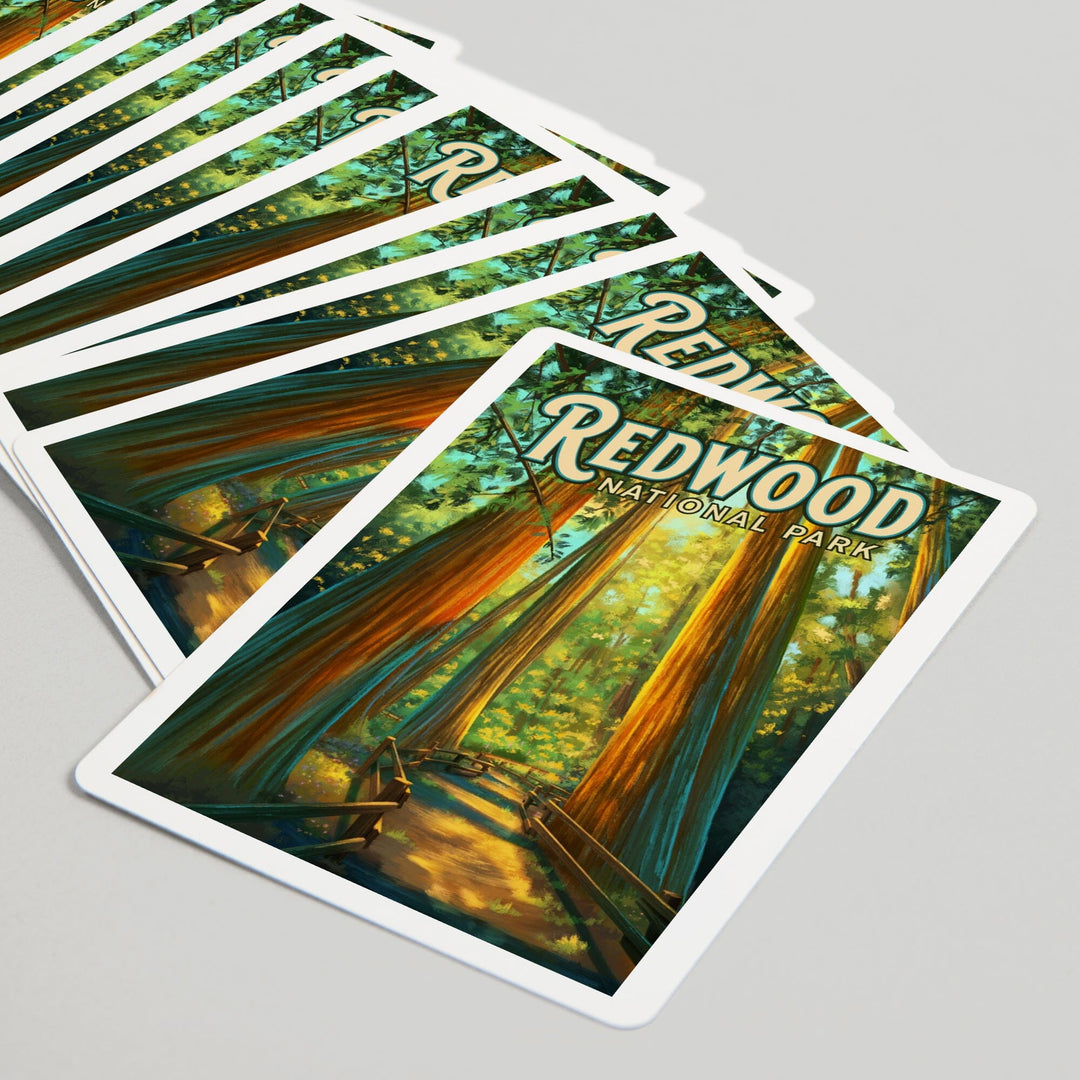 Playing Cards, Redwood National Park, California, Oil Painting, 52 Card Deck with Jokers in Box, Unique Art Cards Lantern Press 