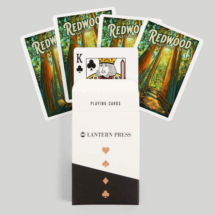 Playing Cards, Redwood National Park, California, Oil Painting, 52 Card Deck with Jokers in Box, Unique Art Cards Lantern Press 
