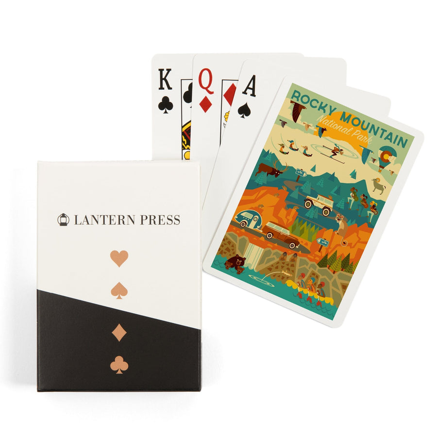 Playing Cards, Rocky Mountain National Park, Colorado, Geometric National Park Series, 52 Card Deck with Jokers in Box, Unique Art Cards Lantern Press 