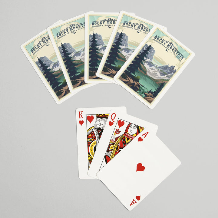 Playing Cards, Rocky Mountain National Park, Colorado, Lake, Lithograph, 52 Card Deck with Jokers in Box, Unique Art Cards Lantern Press 