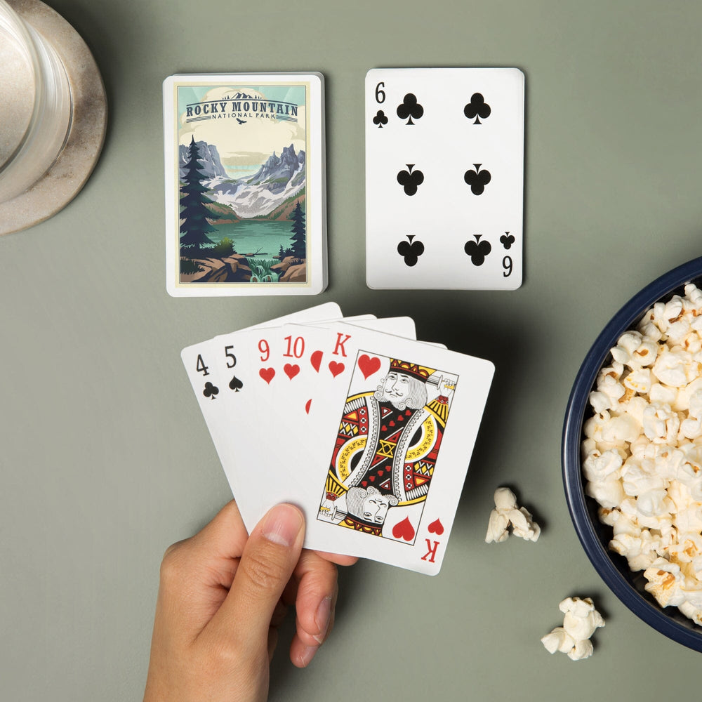 Playing Cards, Rocky Mountain National Park, Colorado, Lake, Lithograph, 52 Card Deck with Jokers in Box, Unique Art Cards Lantern Press 
